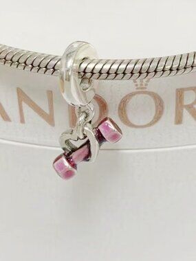 Pandora Dumbbell & Heart Dangle Charm